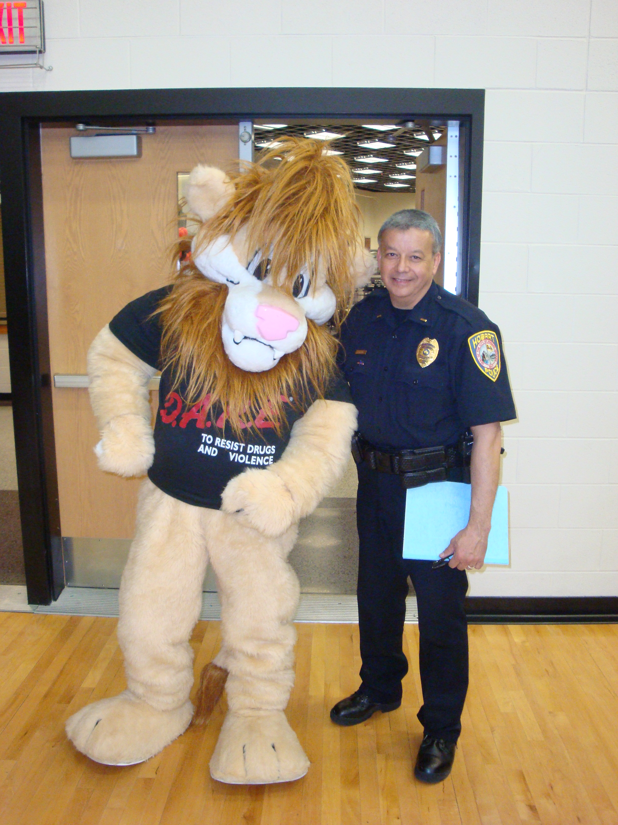 Officer with Daren the Lion